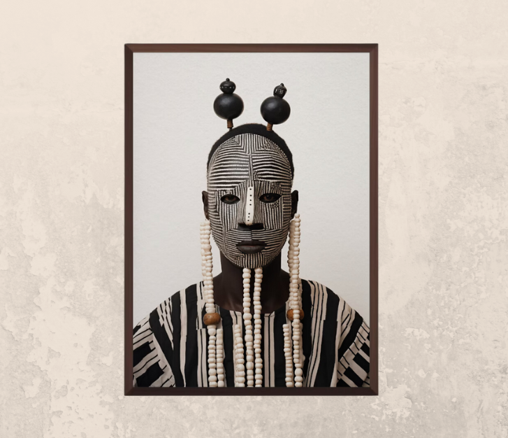 african mask on print
