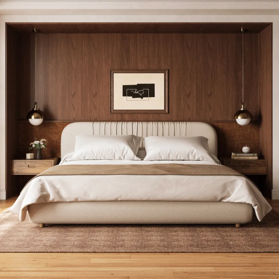 neutral color headboard