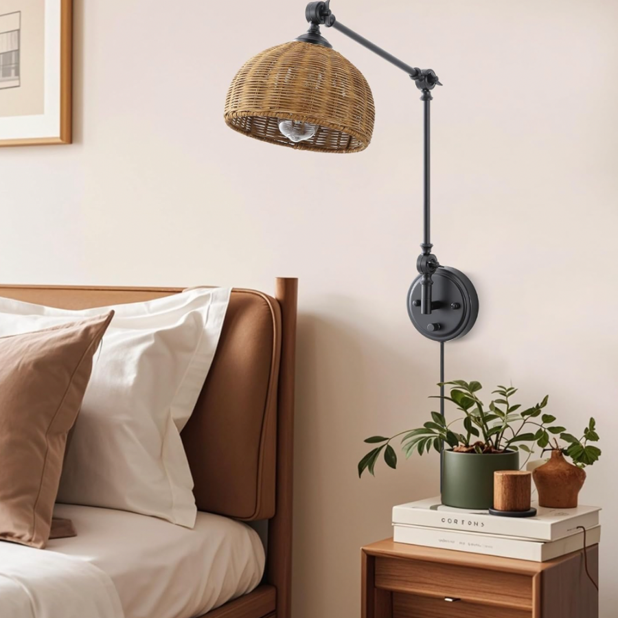rattan wall lighting