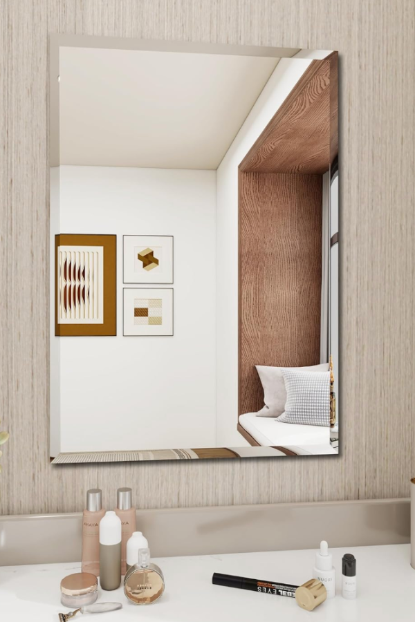 frameless bathroom mirror