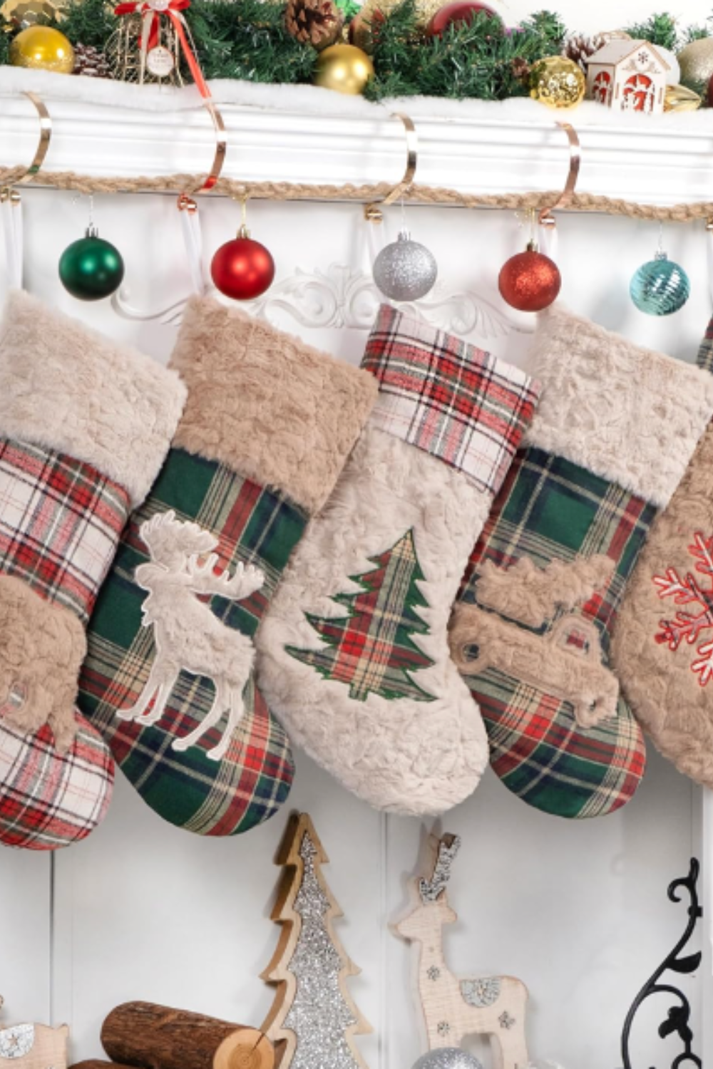 plaid farmhouse christmas stockings