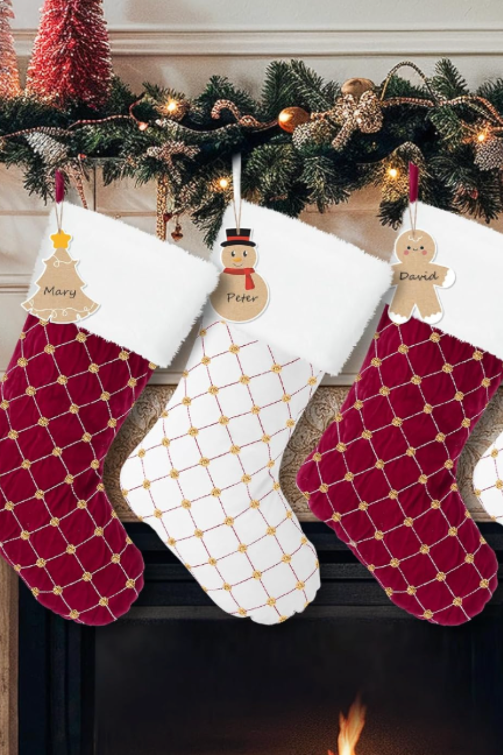 velvet christmas stockings set