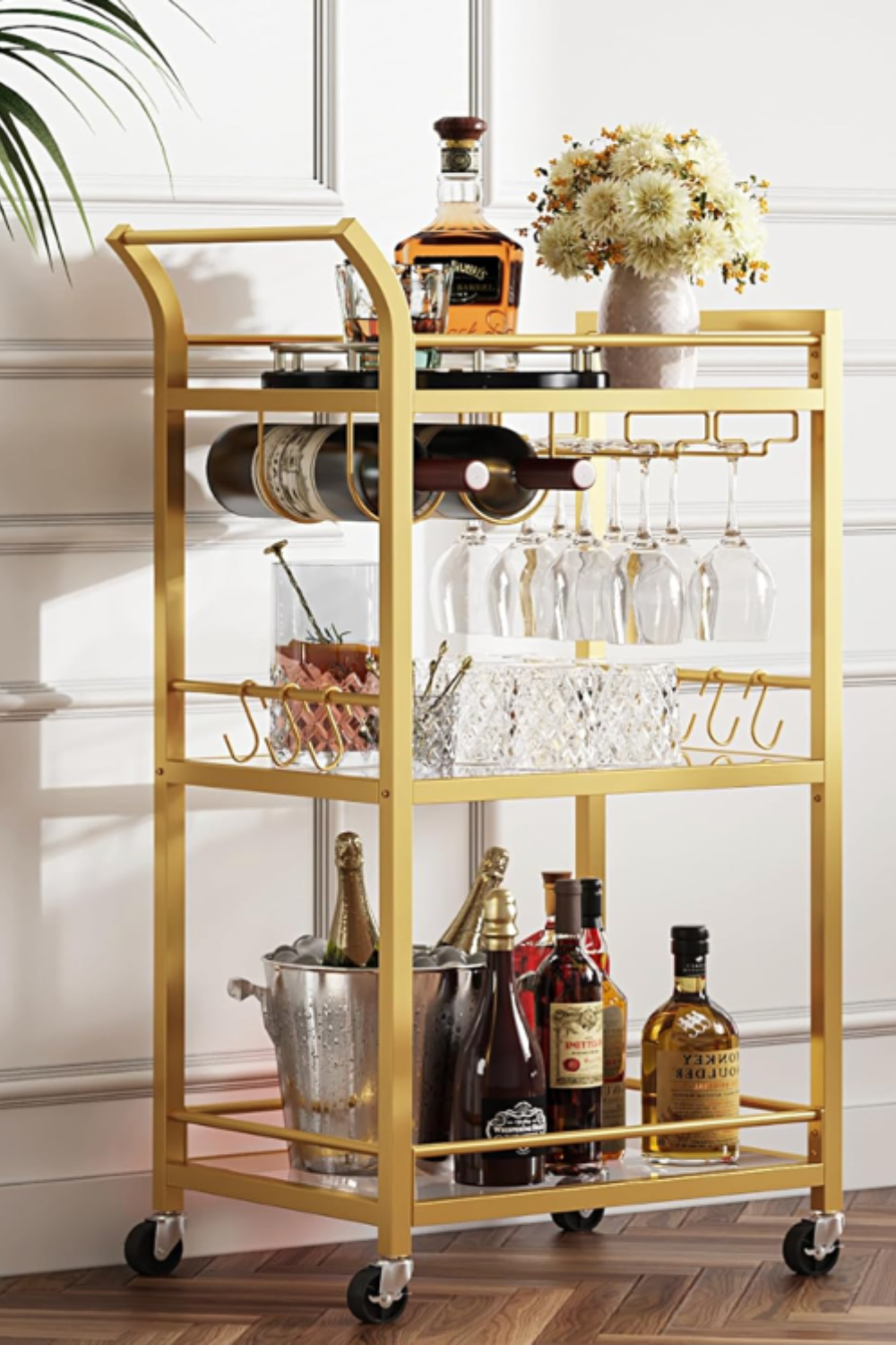bar cart with wheels